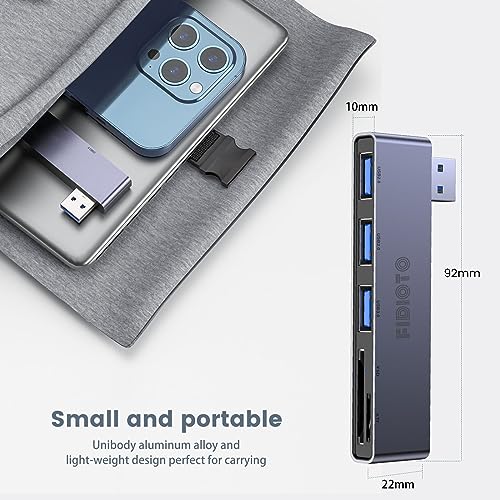Fidioto USB A Hub, Left Model 5-in-1 Network-Hubs with 1 USB3.0 &2 USB2.0 & Micro SD/TF Card Reader, Compatible for Laptop MacBook, Chromebook, Dell, HP, Samsung, Keyboard, Mouse Etc. - color: 5in1-Left-Gery