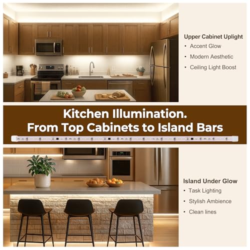 cambk 36inch Hardwired Under Cabinet Lighting for Kitchen, 6000K White Wired Undercounter Waterproof Led Strip Lights, Luces para Cocina Bajo Gabinete Under Shelf Lights - size: 36in