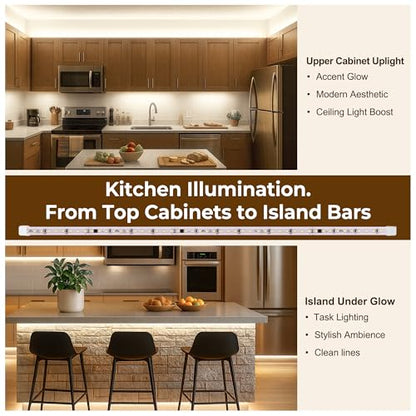 cambk 36inch Hardwired Under Cabinet Lighting for Kitchen, 6000K White Wired Undercounter Waterproof Led Strip Lights, Luces para Cocina Bajo Gabinete Under Shelf Lights - size: 36in