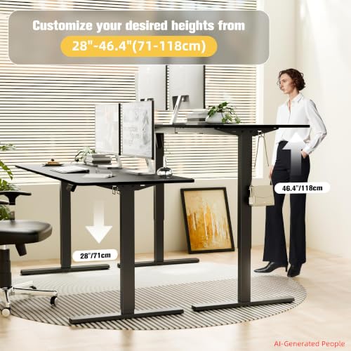 67"x24" Standing Desk, Height Adjustable Sit-Stand Home Office, Black | Electric Adjustable Standing Desk, Sit to Stand Computer Office Desk with Splice Board, Memory Preset, Lifts 28.7''-46.5" - color: Black Frame-black, size: 67-inch