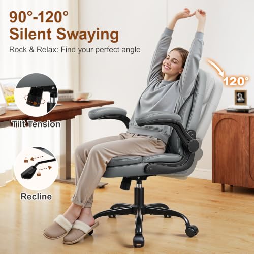 Office Desk Chair, Ergonomic Computer Chair with Unique Dual-Layer Support - color: Grey