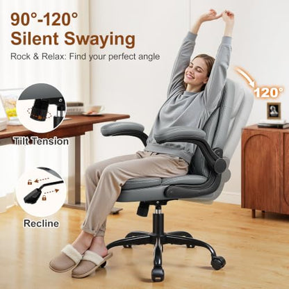Office Desk Chair, Ergonomic Computer Chair with Unique Dual-Layer Support - color: Grey