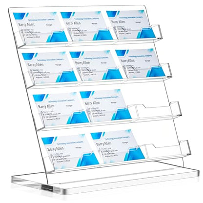 Business Card Holder for Desk, 12 Slots Clear Acrylic Card Display Stand, Large Capacity Detachable Desktop Organizer with Angled Design for Office Reception Meeting Room - style: 12 Slots