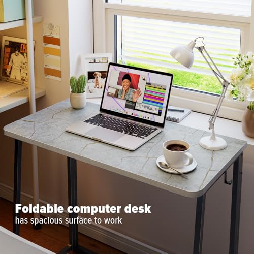 WOHOMO Folding Desk, 31.5" Foldable Computer Table for Small Spaces, Grey - color: Grey, size: Small Size:31.5 x 15.7