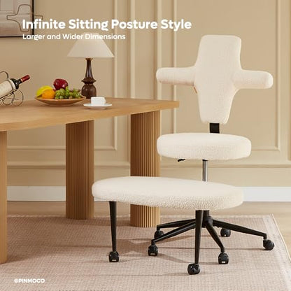 Extra Wide ADHD Cross Legged Office Chair, 360° Swivel Kneeling Meditation | Extra-wide cross-legged kneeling chair with reversible seat, 360° swivel, adjustable height—for ADHD, meditation & comfort - color: White