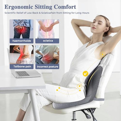 Seat Cushion with Lumbar Support Pillow, Back and Seat Cushion for Office - color: Light Gray