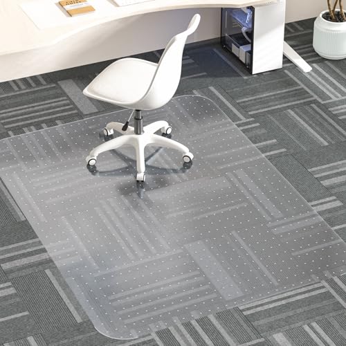 Office Chair Mat for Carpet, 48" X 60" Clear PVC Desk Chair Mat | Desk Chair Mat for Carpet Floors, Clear and Thick Carpet Chair Mats with Non-Slip Studded for Home and Office Low Pile Carpet - size: 48" X 60"