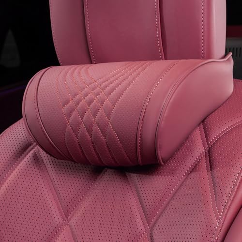 Seat Headrest Car Neck Pillow for Driving Memory Foam Red, 1 Pack | Soft Comfortable Leather Seat Head Rest Pillow Headrest Travel Neck Support Cushion for Most Cars SUV Home Office Chair - color: Tacora Red, size: Headrest 1 Pack