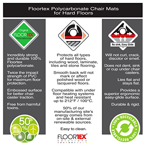 Ultimat Polycarbonate Lipped Chair Mat for Hard Floor - 48" x 60" - size: 48" x 60" with Lip