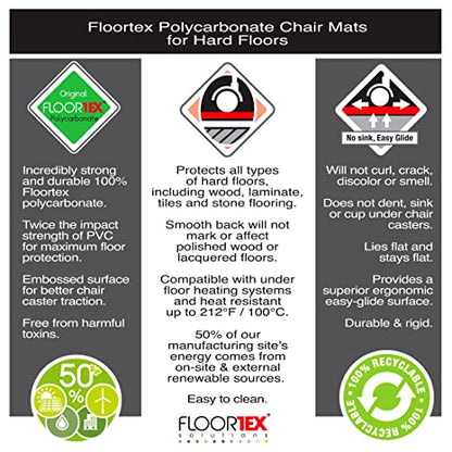 Ultimat Polycarbonate Lipped Chair Mat for Hard Floor - 48" x 60" - size: 48" x 60" with Lip