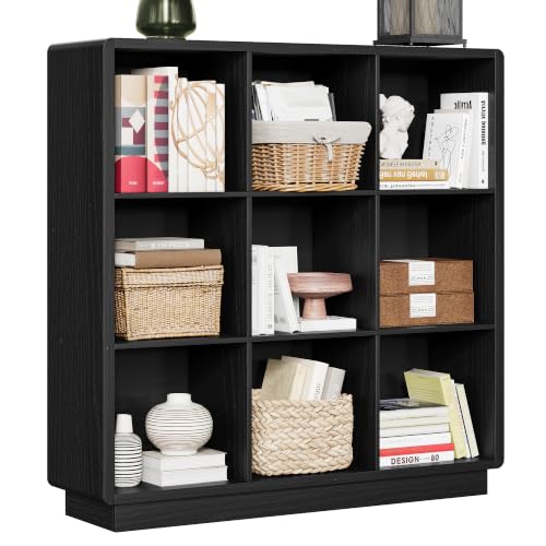 ChooChoo 9 Cube Storage Organizer, Wooden Bookcase with Storage, 43 Inch - color: Black, size: 3-tier 9-cubes