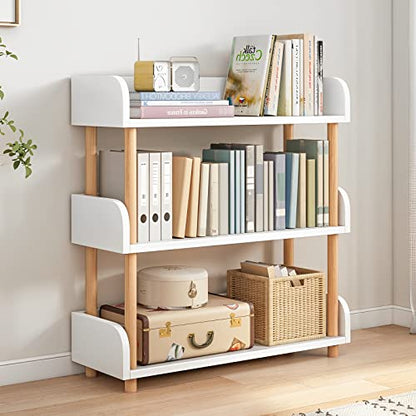 OSCHF 3-Tier Wooden Open Bookcase, Warm White - color: Warm White, size: 3-tier