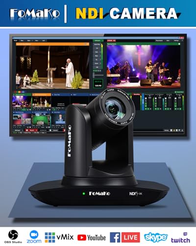 FoMaKo NDI PTZ Camera,AI Auto-Tracking Gen 3, 30x Optical Zoom IP USB3.0 HDMI PTZ Camera for Church Services Worship Education (NDI 6 & NDI HX3 Certified) FMK30UH NDI-B (Black Color) - color: Flat Black