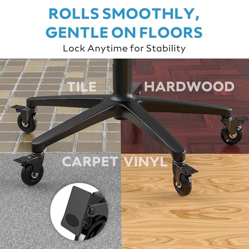 WEWILL Office Chair Wheels - Rubber Casters Replacement Universal Fit 98% Chair(Set of 5) Heavy Duty 3 Inch Smoothly & Quietly Safe for All Floor, Hardwood, Tile, Carpet, Noise Free - Glossy Black - color: Glossy Black