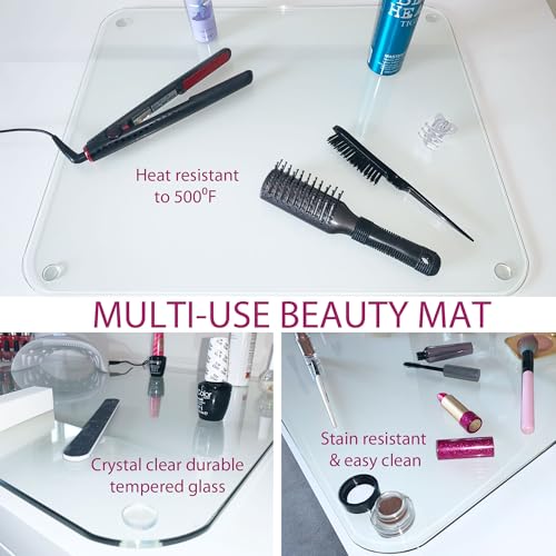 Marvelux Tempered Glass Desk Pad, Clear Surface Protector, Multi-Purpose Durable Computer Desk Mat, Mousepad, Crafting Surface Protector, Beauty Mat, Kitchen Worktop Saver with Anti-Slip Pads 19"x24" - size: 24" x 19"