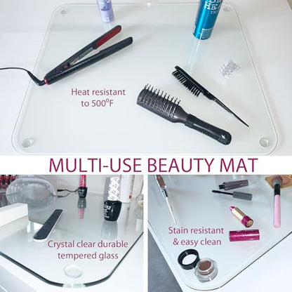 Marvelux Tempered Glass Desk Pad, Clear Surface Protector, Multi-Purpose Durable Computer Desk Mat, Mousepad, Crafting Surface Protector, Beauty Mat, Kitchen Worktop Saver with Anti-Slip Pads 19"x24" - size: 24" x 19"