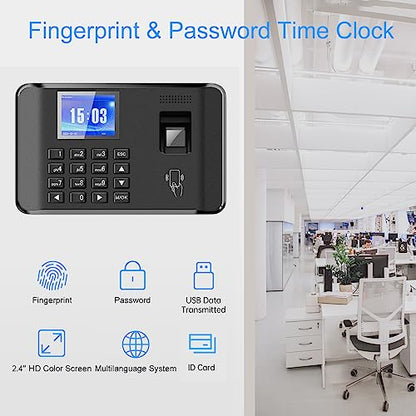 Dioche Biometric Time Recorder, Intelligent Biometric Fingerprint Password Attendance Time Clock Employee Checking in Recorder (03)