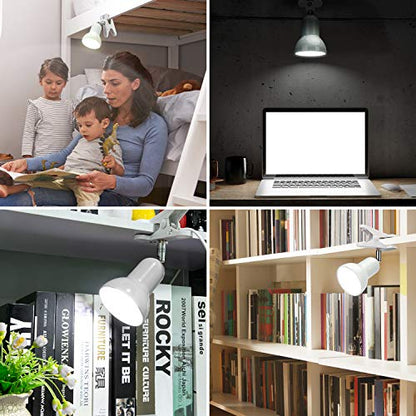 RONG&LAN Clip lamp,360° Rotation Clip on Lamp Portable Book Reading Light,Clamp on Desk/Table/Bunk Bed/Cupboard Home Lighting, (Desk lamp,Seven Colors for Your Choice) (White,2) - color: White,2