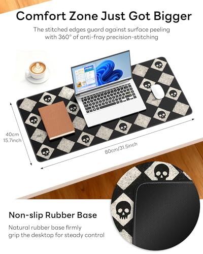 Mouse Pad 31.5x15.7in Large Desk Mat Non-Slip for Office - color: Cute Skulls, size: 31.5" x 15.7"