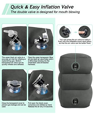 Inflatable Travel Foot Rest Pillow, Kids Airplane Bed, Adjustable 3 Layers Height Leg Rest Pillow, Adults Travel Essentials Great for Airplane, Office, Home, Trains, Cars (Dark Grey) - color: Dark Grey