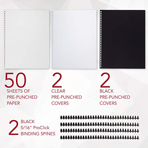 GBC ProClick The Do-It-Yourself Presentation Kit, Includes 5/16" Diameter Spines, Paper, Covers, 2 Kits per Pack (2515665) - size: True