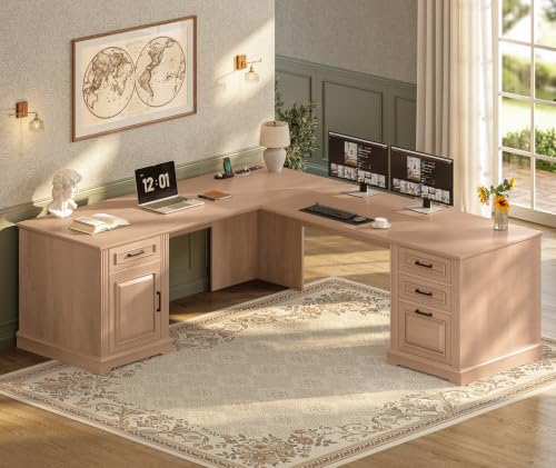 SEDETA 69" Executive L Shaped Computer Desk with 4 Drawers, Storage - color: Oak, size: L Shaped Desk