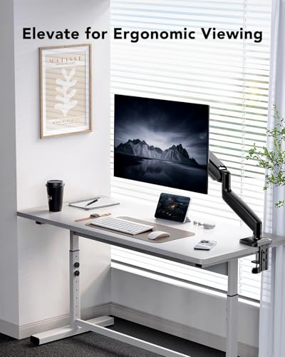 HUANUO Single Monitor Mount, Adjustable Monitor Arm for 13–34 Inch Screen Up to 22lbs, C-Clamp & Grommet Base, Ergonomic Stand for Work and Gaming, VESA 75x75mm or 100x100mm