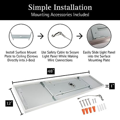 UltraLux 1x4 Surface Mount LED Panel TRIAC Dimmable 3CCT Matte White 1Pk | 3000 lumens, 120-degree beam, CRI>80, aluminum build, damp-rated, fits junction boxes, over 50,000 hours, 5-year warranty - color: Matte White, size: 1X4 (1 Pack)