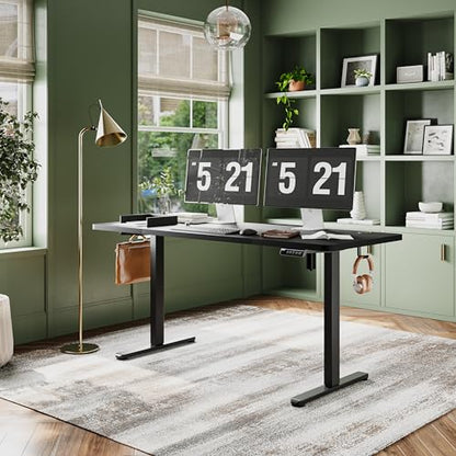 Monomi Electric Standing Desk 63"x28"Height Adjustable Sit Stand Desk | Ergonomic Home Office Computer Gaming Desk with Memory Preset Controller and Anti-Collision,Black - color: Black, size: 63x28