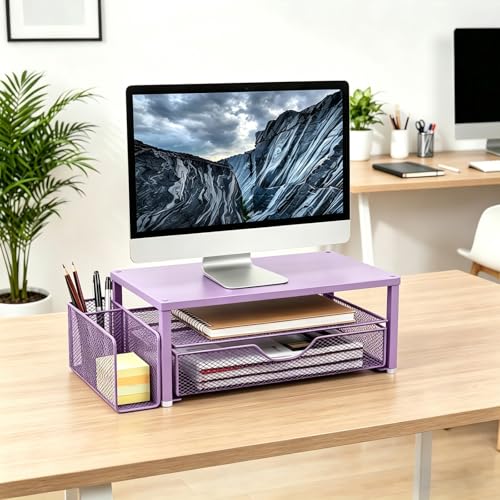 Spacrea Desk Organizers and Accessories, Printer Stand with Storage, Purple - color: Purple Metal