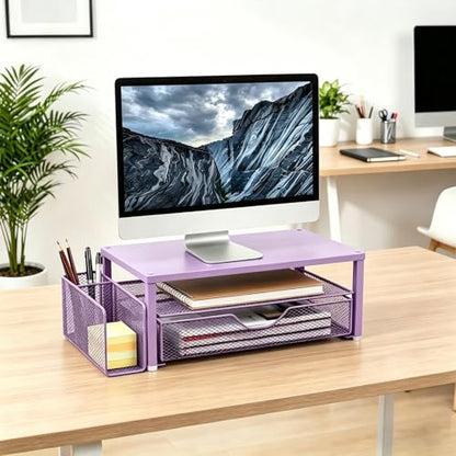 Spacrea Desk Organizers and Accessories, Printer Stand with Storage, Purple - color: Purple Metal