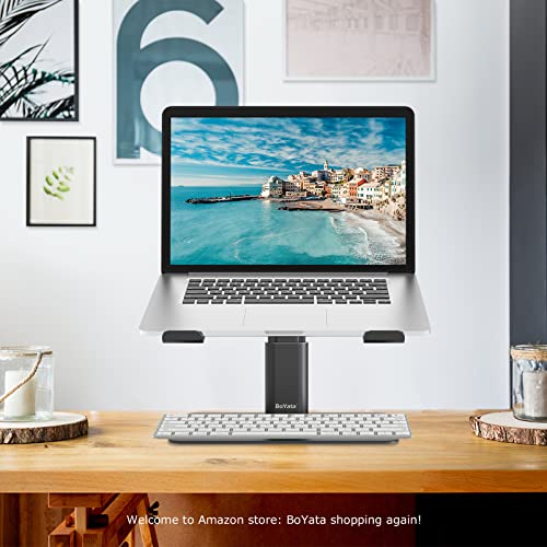 BoYata Laptop Stand, Height Adjustable Laptop Riser for 11-17" Laptops | Ergonomic Laptop Stand for Desk, Ventilated with U-Shaped Open Design, Sturdy Notebook Stand for 10-17'' Laptops, Black - color: Black