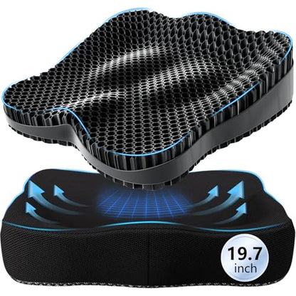 Enlarged19.7in Gel Seat Cushion Pressure Relief Cushion for Long Sitting - color: Black, size: XX-Large(19.7"*16.1"*3.5")