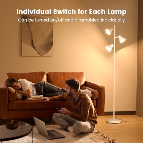 SIBRILLE 36W LED Tree Floor Lamp with Remote for Living Room Bedroom - color: White