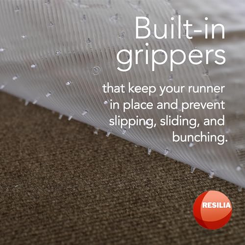 RESILIA Low-Pile Carpet Runner - Non Slip Carpet & Rug Protection, Washable Clear Vinyl Floor Runners, 27 Inches Wide x 25 Feet Long, Made in The USA - size: 2'3" x 25' (Rectangular)