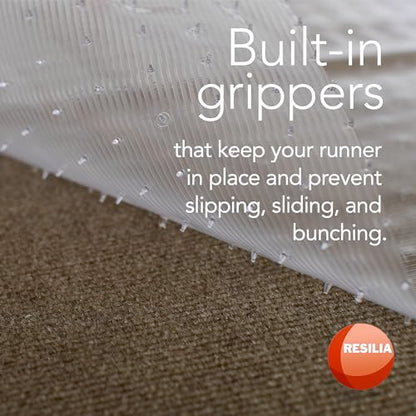 RESILIA Low-Pile Carpet Runner - Non Slip Carpet & Rug Protection, Washable Clear Vinyl Floor Runners, 27 Inches Wide x 75 Feet Long, Made in The USA - size: 2'3" x 75' (Rectangular)