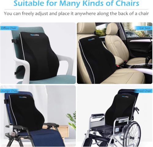 Niceeday Lumbar Support Pillow for Office Chair Car Back Support Pillow, Memory Foam Gaming Chair Desk Chair Back Cushion for Lower Back Pain Relief, Ergonomic Back Rest,Office Home Essentials - size: Full Back 3D-16'*18'*5'