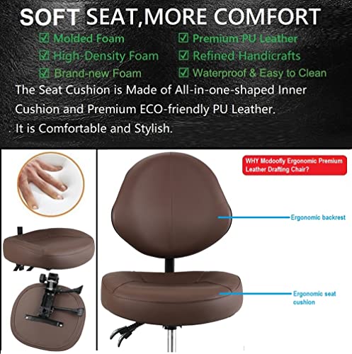 Office Drafting Chairs with Back Support, Rolling Drafting stools | Ergonomic,Heavy-duty Tall Shop Stool with Adjustable Foot ring for Standing Desk,Workshop Studio Salon Dental Home Office