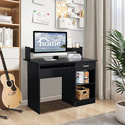 Karl home Computer Desk Study Writing Desk, Black - color: Black, size: with Keyboard 1
