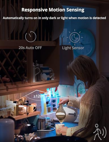 23.6in Under Cabinet Lighting, 101-LED, Dimmable, Rechargeable 4400mAh Battery, Indoor Wireless Motion Sensor Closet Light for Kitchen, Counter, Wardrobe (Silver)