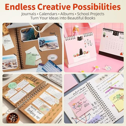 Binding Machine Kit 2:1 Hole Pitch Book Binding Kit with 10PCS 5/8'' Wires and Plier, Manual Paper Punch Binder for DIY Notebooks, Journals, Albums, School Projects, Home/Office Use