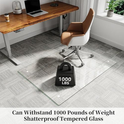 Glass Chair Mat 32" x 54" Tempered Glass Office Chair Mat - color: Transparent, size: 54" x 32"