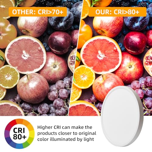 Hlite 12 Inch Flush Mount LED Ceiling Light,2400LM,3CCT,4 Pack | 24W 3000K/4000K/5000K Selectable,Low Profile Ceiling Light Fixtures for Kitchen Bedroom Hallway Laundry Room Closet,White - color: White, size: 12 inch-4