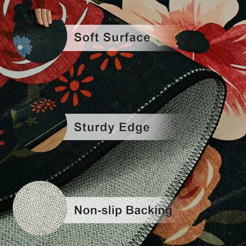 Vasofe 4x6 Area Rug, Machine Washable Bedroom Rugs, Office Chair Mat, Black - color: Black, size: 4' x 6' (Rectangular)
