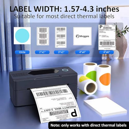 Mvgges Shipping Label Printer,Bluetooth 4x6 Thermal Label Printer for Small Business Office or Home, Compatible with Android, iOS, Windows and Mac, Widely Used for Amazon,USPS,Etsy,Inky Black