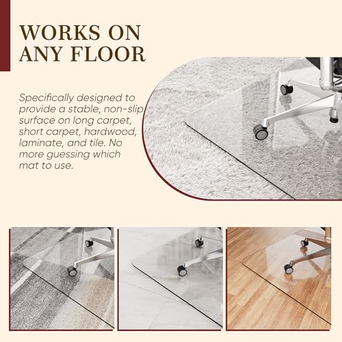 30"x48" Tempered Glass Office Chair Mat for Carpet & Hardwood Floor | 1/5" Thick Clear Floor Protector Desk Chair Mat with Rounded and Polished Edges, Resist Scratching, Cracking, Curling - size: 30"x48"