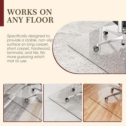 30"x48" Tempered Glass Office Chair Mat for Carpet & Hardwood Floor | 1/5" Thick Clear Floor Protector Desk Chair Mat with Rounded and Polished Edges, Resist Scratching, Cracking, Curling - size: 30"x48"