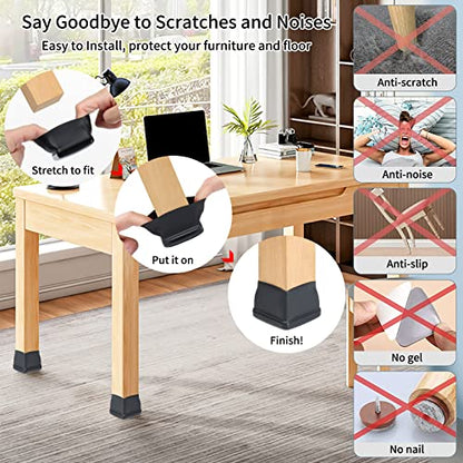 Ezprotekt Chair Leg Sliders for Carpet, 24Pcs Chair Glides for Carpet - size: XL-Black