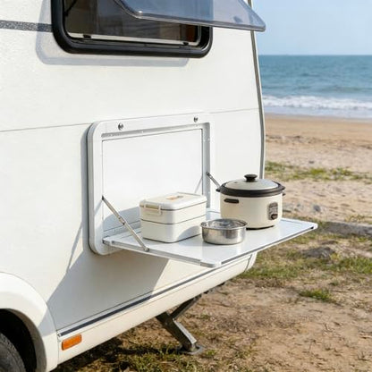 31.5 in Foldable Caravan Rv Tables, Aluminum Alloy Flip Fold Down Desk Lockable RV Folding Wall Table for Camper Van Traile Outside Picnic, Wall Mounted Folding Table Rv Picnic Table
