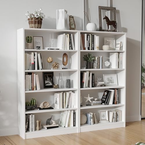Farini 60 Inch Tall Bookcase,5 Shelf Bookshelves,Adjustable Bookshelf for Home Office,White - color: White, size: 5 shelf